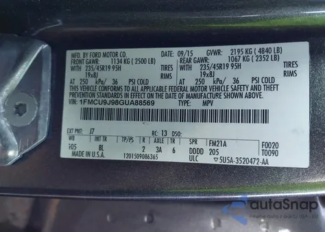 2016 Ford Escape Titanium из США, поврежденный, VIN 1FMCU9J98GUA88569